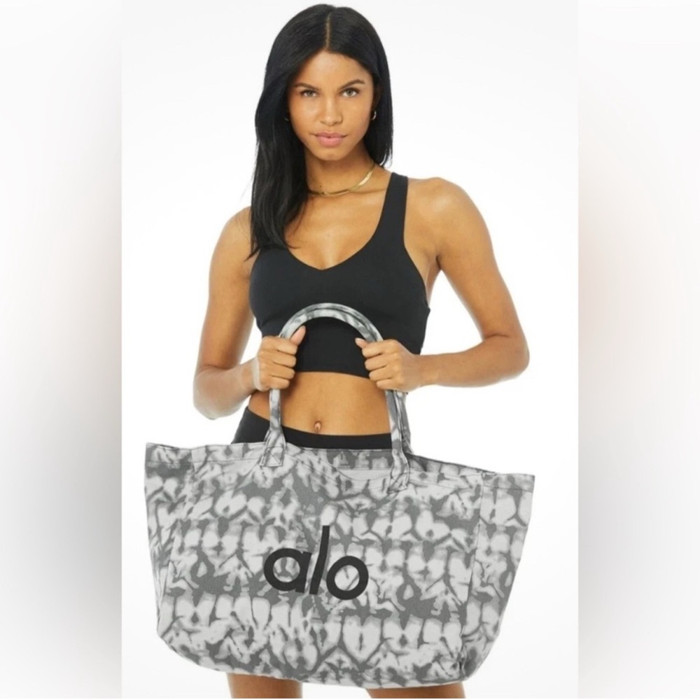 ALO Yoga Black and Gray Patterned Tote Bag